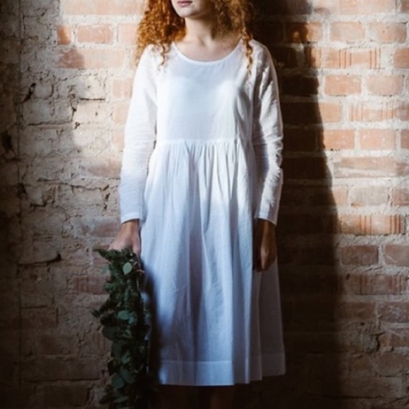 Son de Flor 100% Cotton Midi Long Sleeve Petticoat Dress in Size XXS - Picture 3 of 9